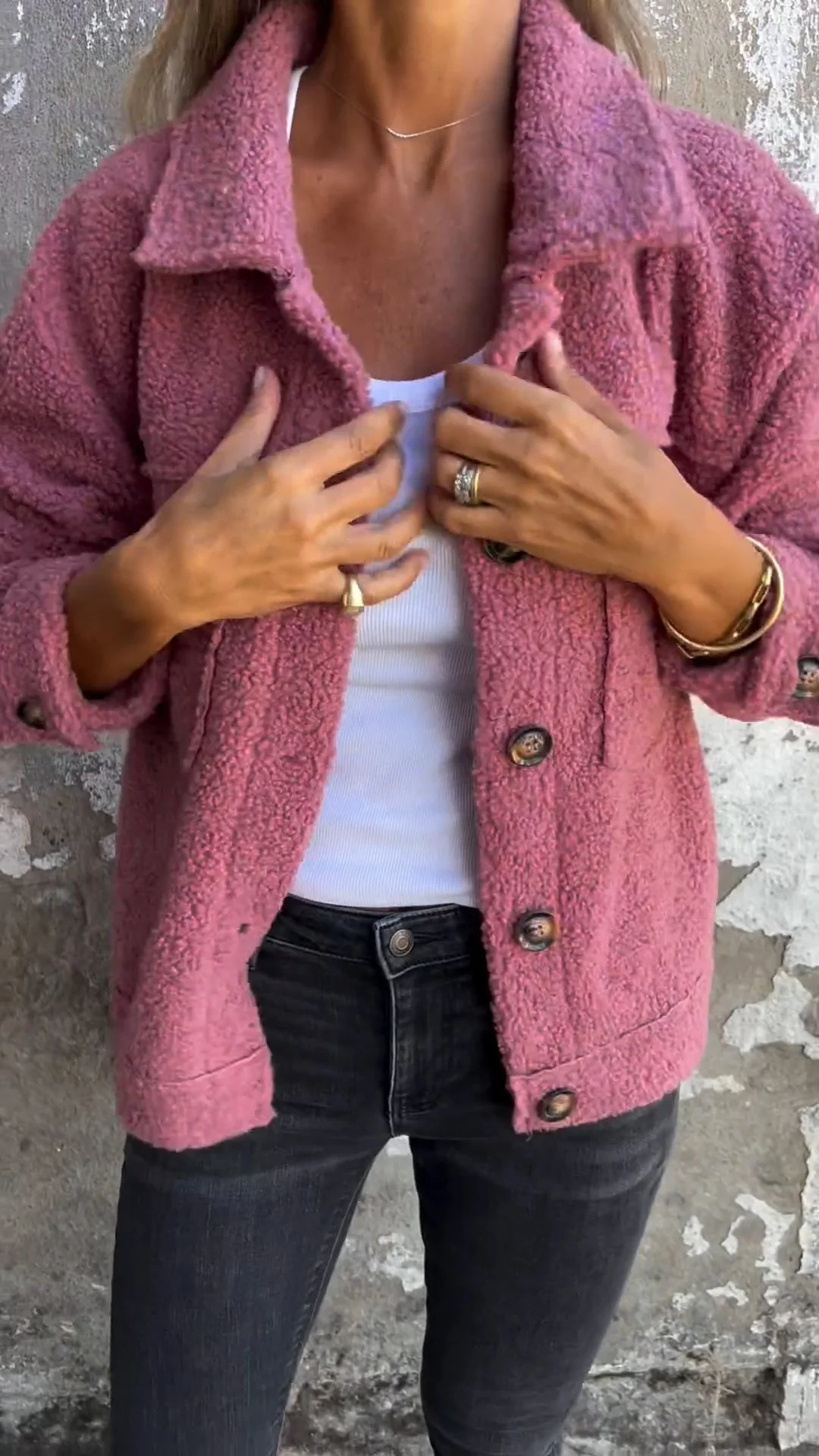 Casual Lapel Lambswool Coat