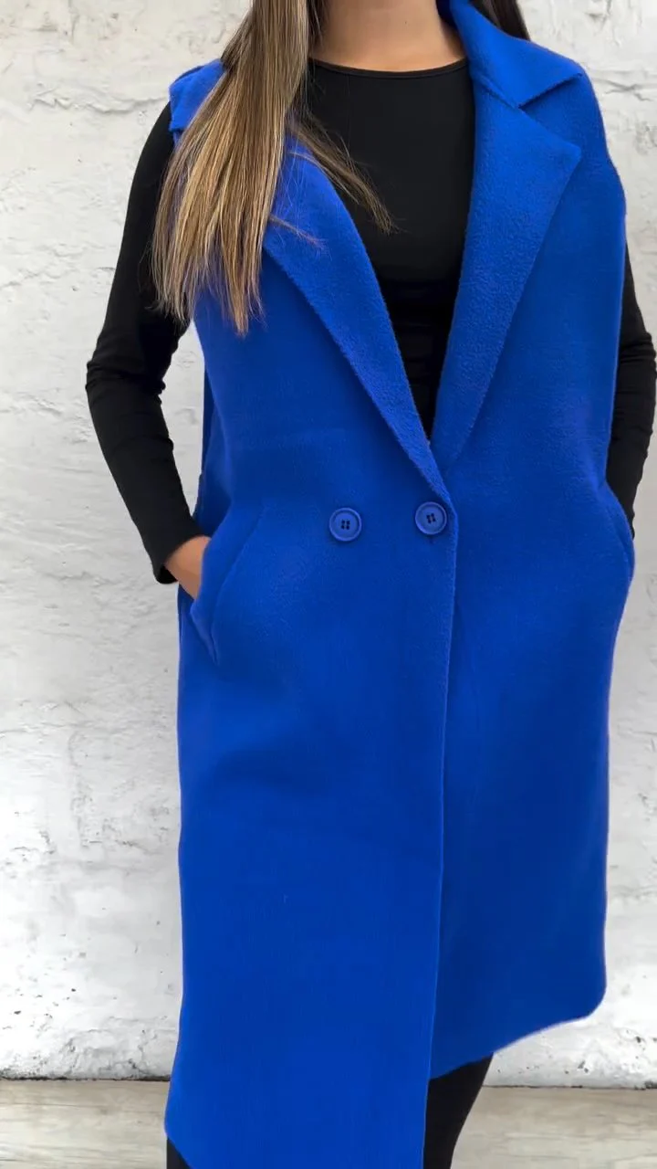 Women's Casual Lapel Solid Color Vest Jacket